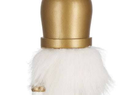 Notenkraker Kerst | Houten Soldaat | Kerstversiering | Goud/Wit | 30,5 cm
