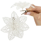 Kunstbloem - Met Clip - Kunststof - Wit - Glitters