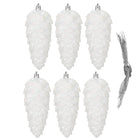 Kerstboomhanger Dennenappels | 6 Stuks | 14 cm | Wit