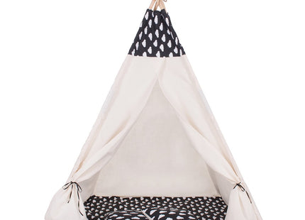 Tipi Tent | Wigwam Speeltent | 120x100x180 cm | Met Mat en Kussens | Naturel Zwart | Wolken