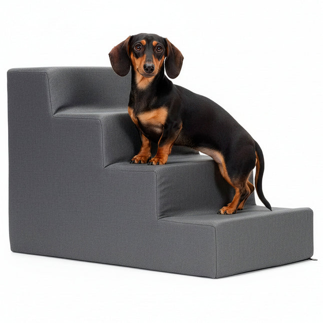 Hondentrap - Hondenloopplank - 4 Hellingen - Opstapje - Voor Grote en Kleine Honden - Grijs - 40 Cm