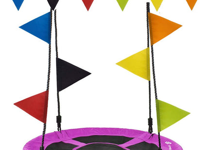 Nestschommel | Schommel Kinderen | Kinderschommel | Maximale Belasting 150 kg | Inclusief Vlaggetjes | Paars/Zwart