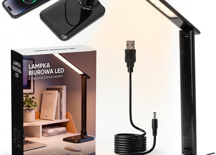 LED Bureaulamp -  55 cm – 28 LED's – 3 Lichtkleuren – Dimbaar – Touchbediening – Zwart