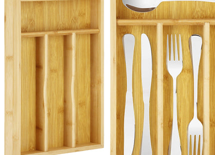 Bestekbak - Bestekhouder - Bestek Organizer - Bamboe -  34 x 25 x 4,5 cm