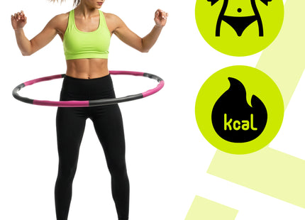 Hoelahoep - Hoepel - Fitness - Opvouwbaar - Cardiotraining - Massage - Grijstinten - Roze - 88 Cm