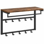 Wandkapstok Bruin Industrieel – Wandkapstok met 10 Haken – Hout en Metaal – 60x30x42 cm