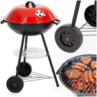 Houtskool barbecue  - BBQ - Draagbaar - Op Wielen - Asopvangbak - Kunststof - RVS - Zwart - Rood
