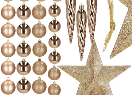 Kerstballen | Mix | 33 Stuks | Rose/Goud