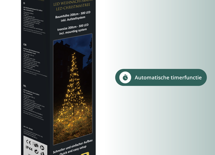 Galaxy LED Kerstboom - Vlaggenmast Verlichting - Inclusief Mast - 2 Meter - Warm wit - 300 LED