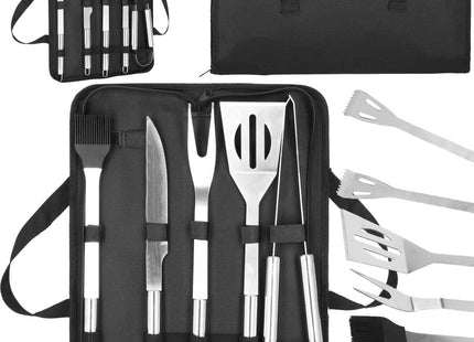 BBQ Accessoires | 5 Delige Set | Inclusief Draagtas | Roestvrij Staal