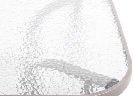 Tuintafel | 120 x 70 x 70 cm | Buitentafel | Eettafel Buiten | Metaal | Gehard Glas | 100 KG | Grijs