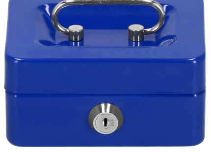 Geldkistje | Kluisje | Met Sleutel | Metaal | 12.5 x 9.5 x 6.5 cm | Blauw