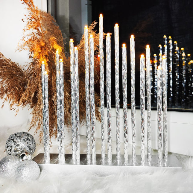 LED Kaarsenbrug | Batterijen | Zilver | Warm Wit