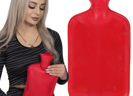 Warmwaterkruik- Rubber - 2L - Inhoud - Pijnverlichting- Ontspanning -Rood