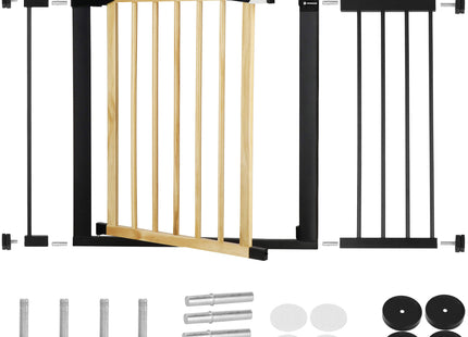 Traphekje | 75 - 117 cm | Traphek | Veiligheidshekje | Metaal | Hout | Zwart/Bruin