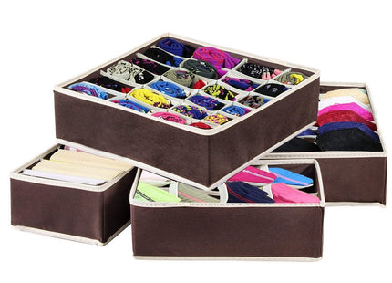 Lade Organizer Kast en Badkamer - 4 Stuks - Verschillende Afmetingen - Bruin/Beige