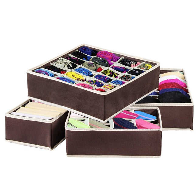 Lade Organizer Kast en Badkamer - 4 Stuks - Verschillende Afmetingen - Bruin/Beige
