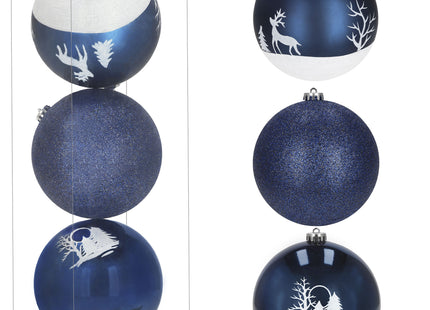 Kerstballen | 3 Stuks | 15 cm | Blauw | Wit