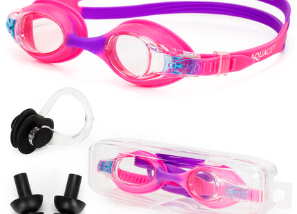 Duikbril - Zwembril - Kinderduikbril - Inclusief Oordoppen En Neusklem - Verstelbaar - Unisex - Roze/Paars