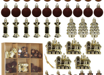 Kerstballen | 40 Stuks | 5/6/7 cm | Goud/Bruin