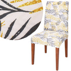 Stoelhoes - Voor Eetkamerstoelen - Met Stretch - Bladeren - Wit/Geel/Grafiet