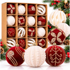 Kerstballen | 16 Stuks | 8 cm | Rood/Wit
