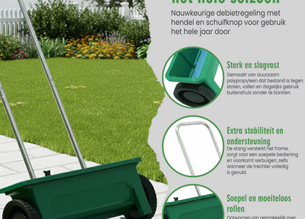 Strooiwagen | Strooikar | Zoutstrooier | Verstelbaar | Winter | Zout | Ijs | Tuin | Terras | 12 L