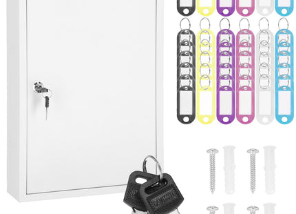 Sleutelkluis | Sleutelkast | Sleutelbox | 64 Haken | 45 x 30 x 8 cm | Wit