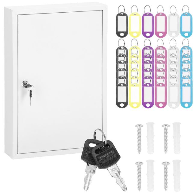 Sleutelkluis | Sleutelkast | Sleutelbox | 64 Haken | 45 x 30 x 8 cm | Wit