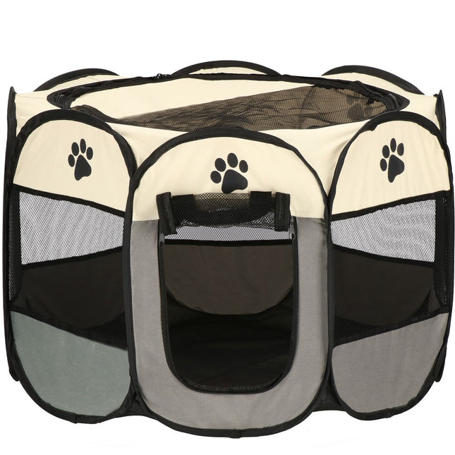 Puppyren | Hondenren | Opvouwbare Dierenren | 114 cm | Grijs/Zwart/Beige