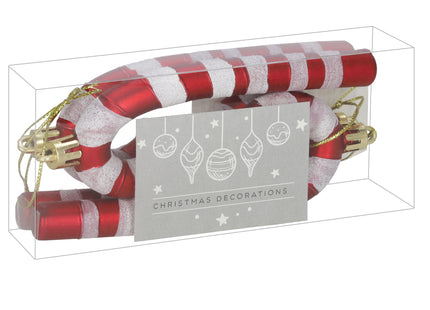 Kersthanger | Zuurstok | Kerstboomhanger | Wit | Rood | Kunststof | 12,5 cm | 4 Stuks