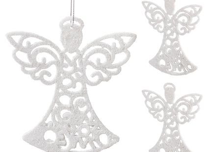 Kersthanger | Engel | Kerstboomhanger | Wit | Glitters | Kunststof | 10 cm | 3 Stuks