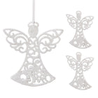 Kersthanger | Engel | Kerstboomhanger | Wit | Glitters | Kunststof | 10 cm | 3 Stuks