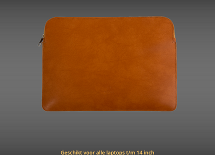 Baltan Leren Laptophoes - Met Rits - Tot 14 inch - Bruin