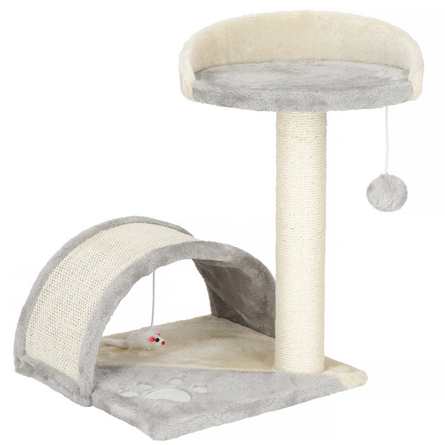 Krabpaal - 2 Etages - Voor Katten - Meubelbescherming - 35 x 34,5 x 47 cm - Grijs/Beige