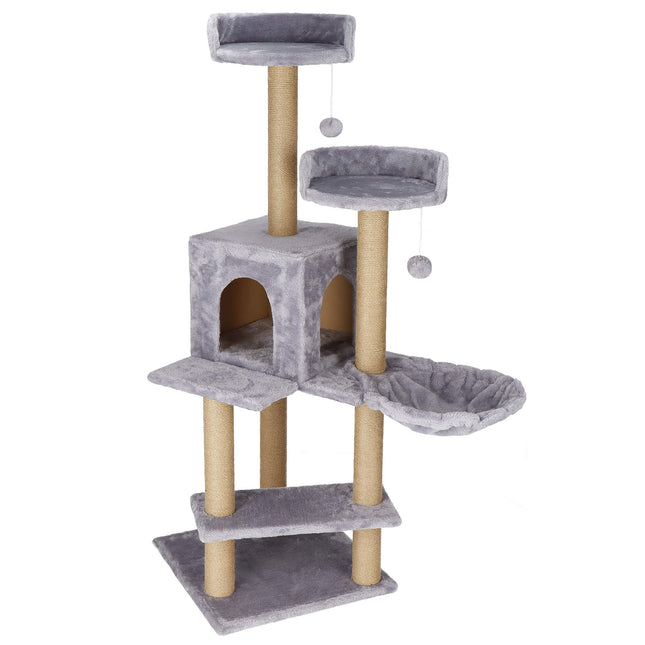 Krabpaal - 7 Etages - Voor Katten - Toren - Meubelbescherming - 45 x 45 x 129 cm - Grijs