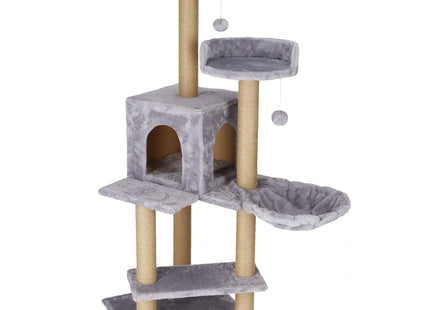Krabpaal - 7 Etages - Voor Katten - Toren - Meubelbescherming - 45 x 45 x 129 cm - Grijs