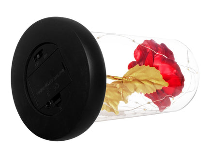 Roos | Valentijn | Rozen | LED | 22 cm | Rood/Goud/Zwart | Warm wit