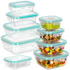 Voedselcontainer - Voorraadpot - Tempratuurbestendig - Keukenaccessoire - Set Van 8 - Borosilicaatglas - Kunststof