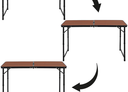Klaptafel - Kampeertafel - Campingtafel - Verstelbaar - Opvouwbaar -  120 x 60 x 70 cm - Bruin/Zwart