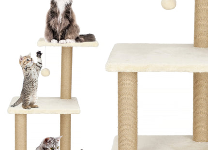 Krabpaal - 2 Etages - Voor Katten - Meubelbescherming - 35 x 34,5 x 47 cm - Grijs/Beige