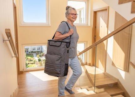 Boodschappentrolley - Boodschappenkrat - Opvouwbaar - Met Twee Wielen - Grijs - Zwart - 42 L - 30 KG - 100 x 47 CM