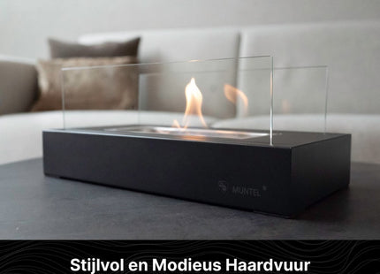 Bio Ethanol Sfeerhaard | Tafelhaard | Binnen & Buiten | Zwart | 35 x 18 x 20 CM
