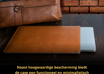 Baltan Leren Laptop Sleeve - Voor MacBook - Laptophoes - Tot 13 inch - Bruin