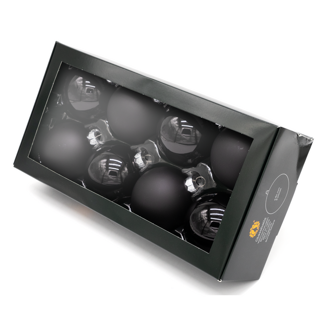 Kerstballen Glas | 8 Stuks | Glas | Mat | Glans | Zwart