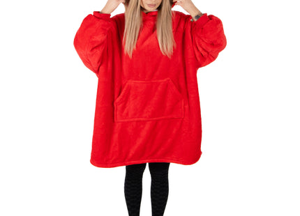 Oversized Fleece Deken/Trui - Oversized Deken - Oversized Trui - Hoodie - Capuchon - Rood