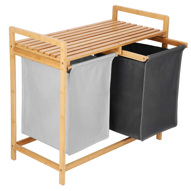 Dubbele Wasmand | 80 Liter | Naturel | Bamboe