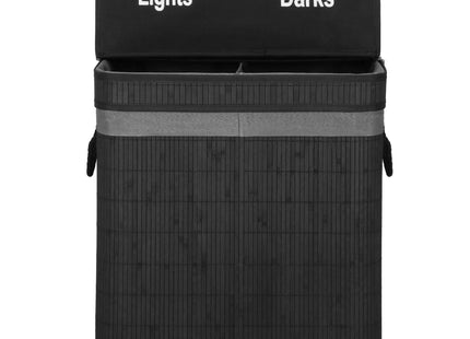 Wasmand | 100 Liter | 2 Vakken | Lights | Darks | Zwart