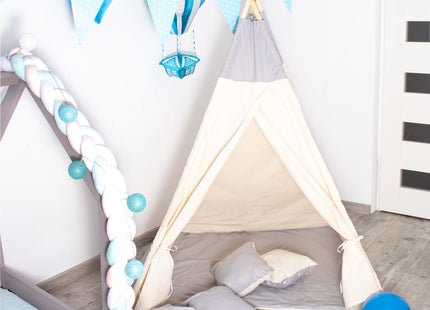 Tipi Tent | Wigwam Speeltent | 120x100x180 cm | Met Mat en Kussens | Naturel Grijs