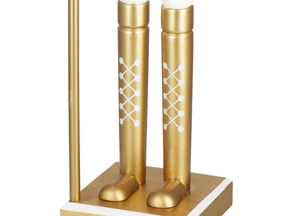 Notenkraker Kerst | Houten Soldaat | Kerstversiering | Goud/Wit | 125 cm
